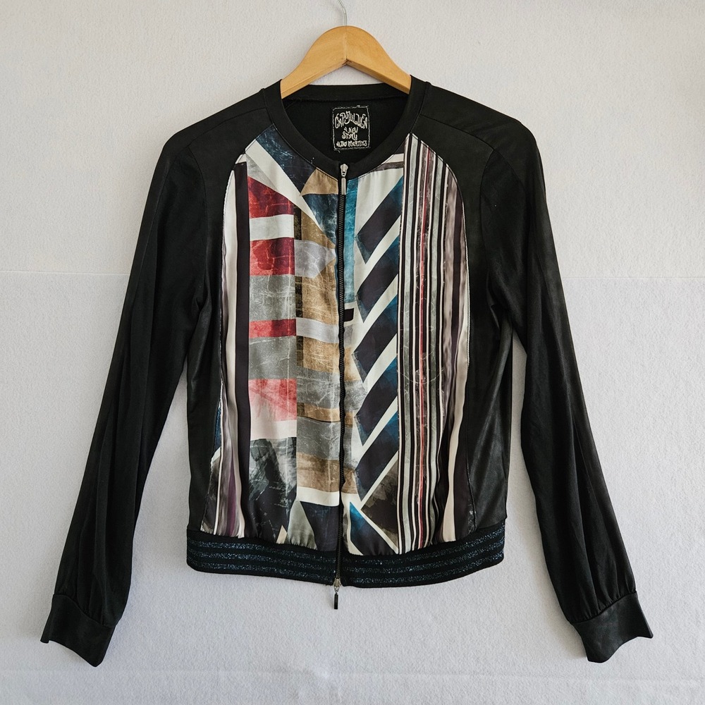 Aldo Martins Cap Juluca Bomber Jacket Geometric Print Metallic Trim 6 Spain Boho